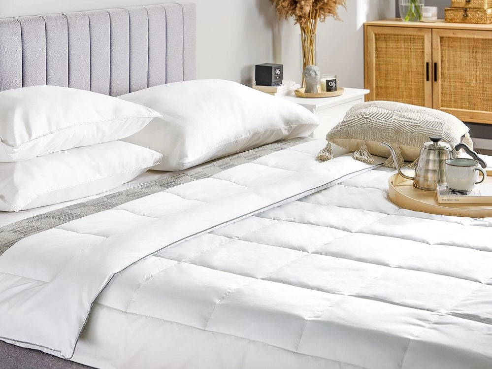Piumino in cotone Japara bianco misura singola 135 x 200 cm trapuntato biancheria da letto camera da letto