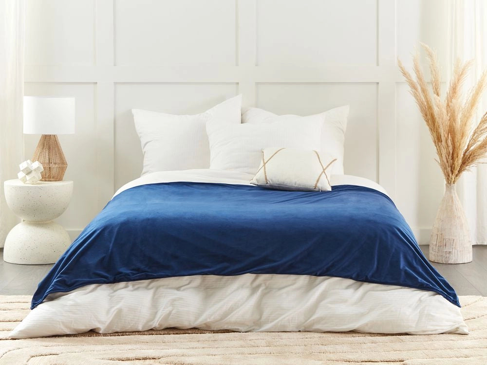Copripiumino per coperta ponderata Blu Marino Tessuto poliestere 135 x 200 cm Motivo solido Design moderno Tessile camera da letto
