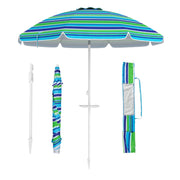 Ombrellone 2,18m da spiaggia con protezione solare upf50+ inclinato, Ombrellone portatile da esterno Verde-Ombrelloni