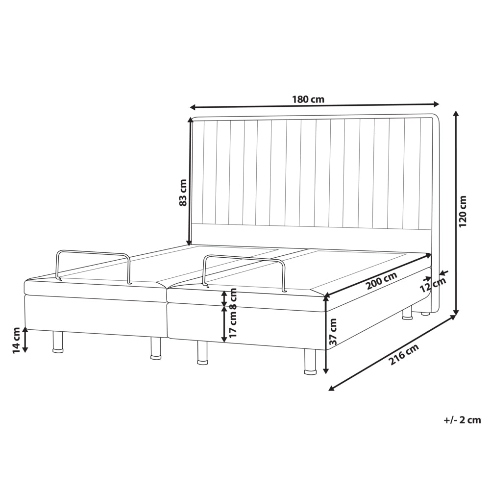 Letto matrimoniale Tessuto bianco sporco regolabile Elettricamente con Telecomando 180 x 200 cm camera da letto cameretta
