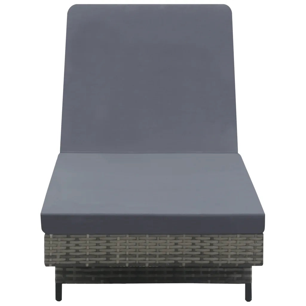 Lettino Prendisole con Cuscino e Ruote in Polyrattan Antracite 47753