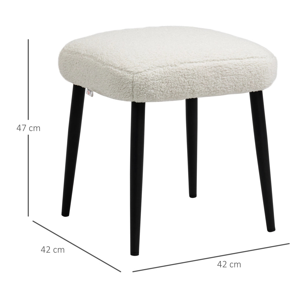 SGABELLO Imbottito 42x42x47 cm Crema, Poliestere, gambe in acciaio
