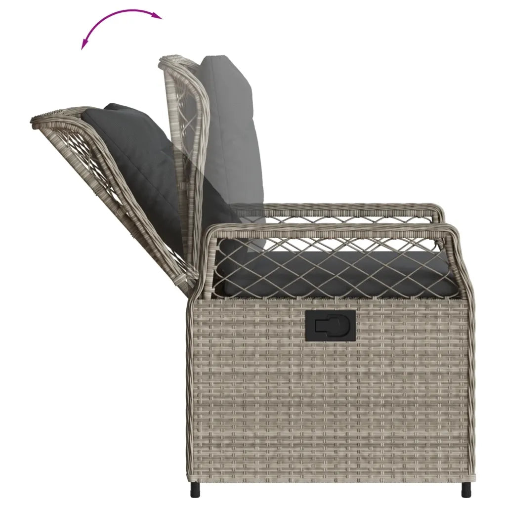 Set Pranzo da Giardino 5pz con Cuscini Grigio Chiaro Polyrattan 3263028