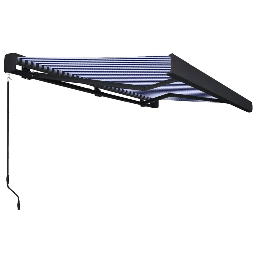 Tenda a Cassonetto Manuale 350x250 cm Blu e Bianca cod mxl 19165