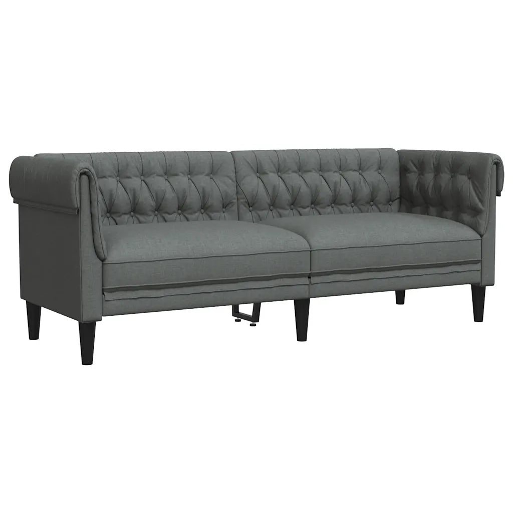 Divano | Divano da soggiorno | Sofa Chesterfield a 3 Posti Grigio Scuro in Tessuto