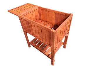 Letto rialzato con tavolo, fioriera, cassone freddo, orto