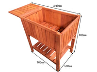 Letto rialzato con tavolo, fioriera, cassone freddo, orto