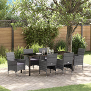 Set da Pranzo da Giardino 7 Pezzi Grigio Rattan Poly