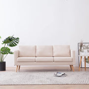 Divano a 3 Posti-Sofa 3 Posti in Tessuto Crema