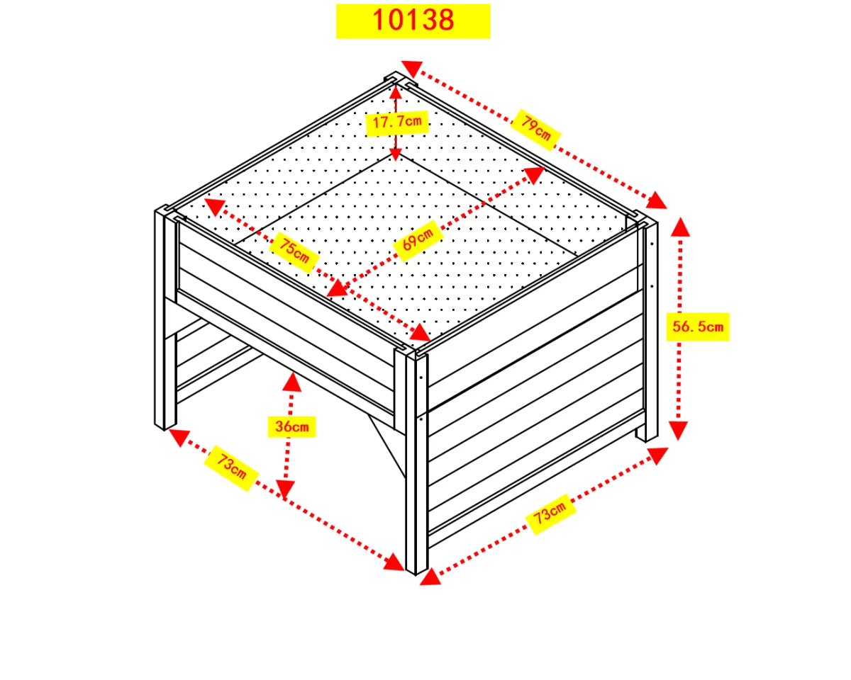 Aiuola rialzata e garage per robot tosaerba in legno di abete rosso, resistente alle intemperie, inclusa fioriera 79 x 73 x 56 cm