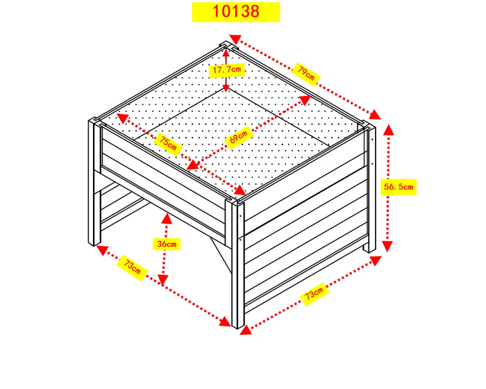 Aiuola rialzata e garage per robot tosaerba in legno di abete rosso, resistente alle intemperie, inclusa fioriera 79 x 73 x 56 cm