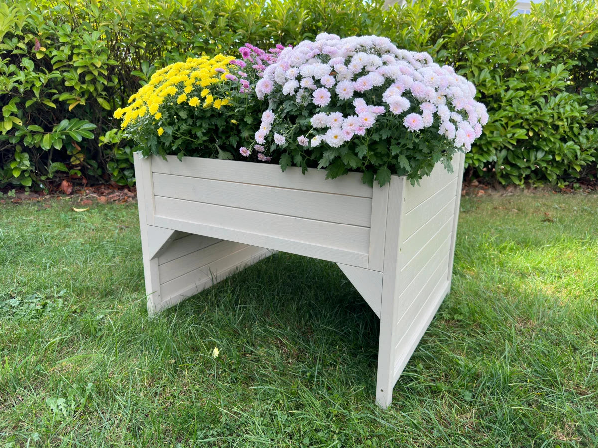 Aiuola rialzata e garage per robot tosaerba in legno di abete rosso, resistente alle intemperie, inclusa fioriera 79 x 73 x 56 cm