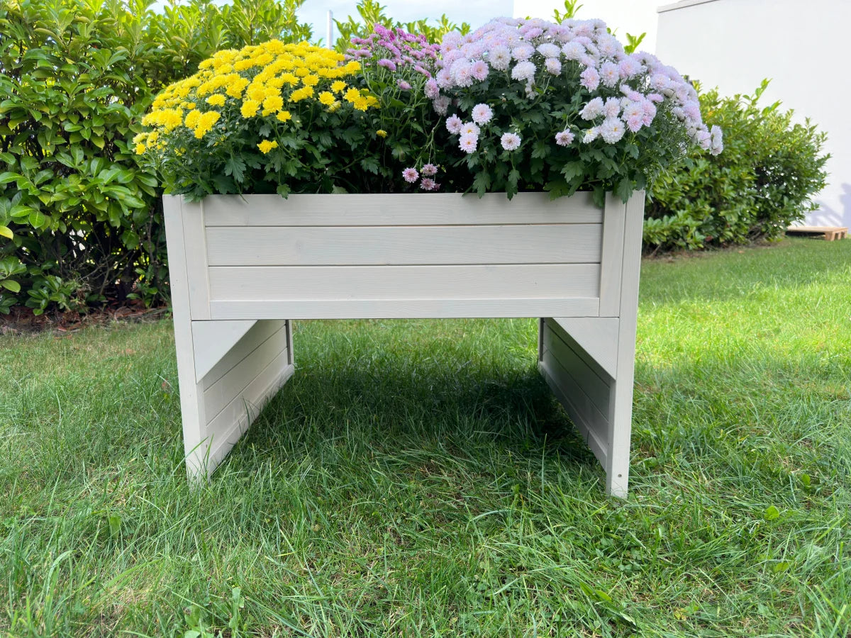 Aiuola rialzata e garage per robot tosaerba in legno di abete rosso, resistente alle intemperie, inclusa fioriera 79 x 73 x 56 cm