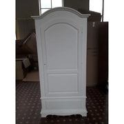 Armadio appendiabiti con bastone 1 anta 1 cassetto arte povera in legno massello e mdf con rifinitura in bianco 96x56x196 H