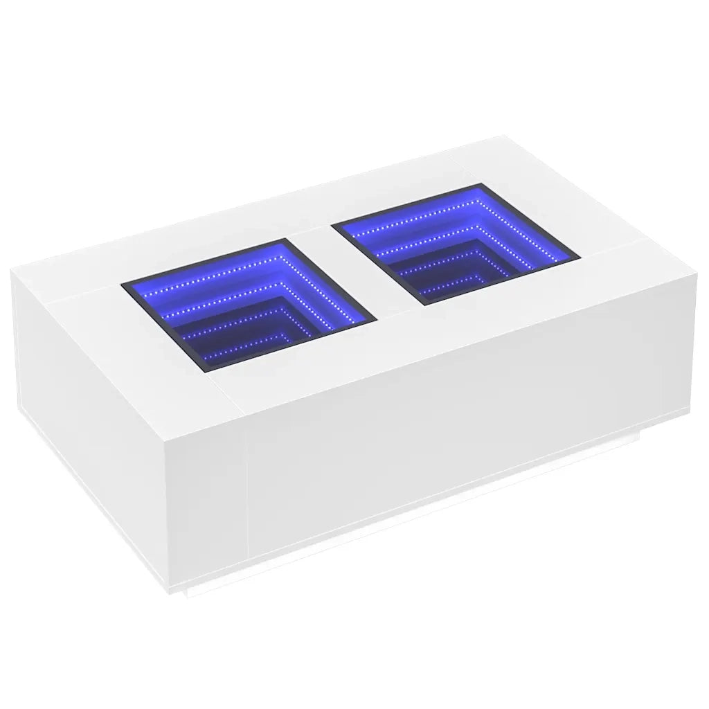 Tavolino da Salotto con LED Infinity Bianco 116x69x40 cm