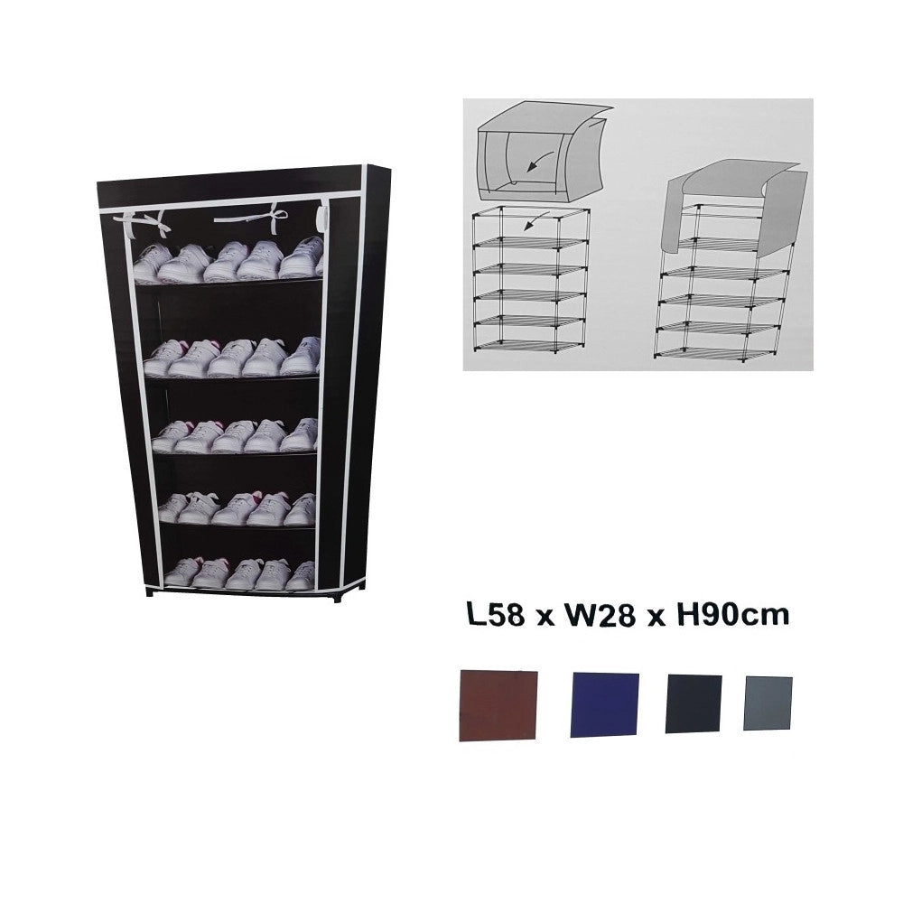 Trade Shop - Scarpiera 5 Ripiani Salvaspazio Copertura Antipolvere 58x28x90cm Organizer -