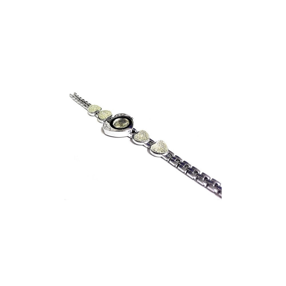Trade Shop - Orologio A Cuore Con Strass Grandi Taglio Swarovski Su Quadrante E Bracciale -
