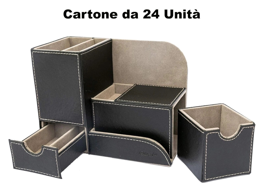 Cartone da 24 Unità di Portapenne OttoFoi in Simil Pelle per Scrivania Ufficio e Casa Black - Leggere Descrizione