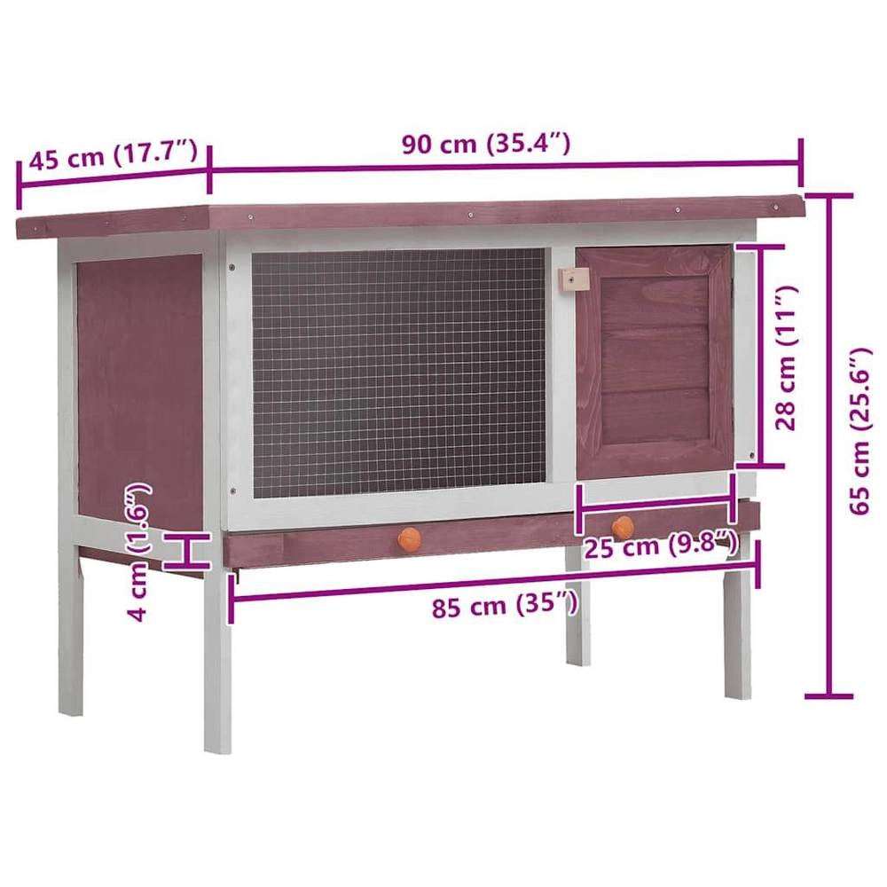 Rabbit Hutch, 1 Level, Brown Wood
