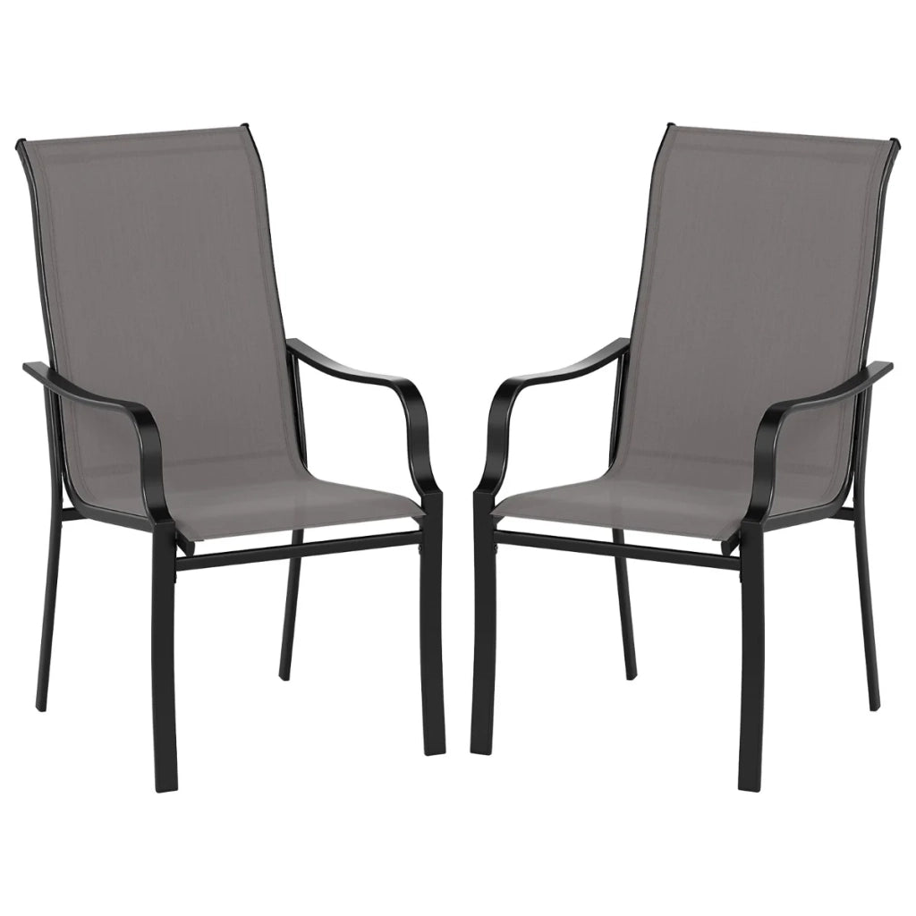 Set di 2 sedie da giardino 56 x 73 x 101 cm comfort ergonomico struttura moderna in metallo tessuto a rete marrone e nero 20_0012137