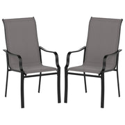 Set di 2 sedie da giardino 56 x 73 x 101 cm comfort ergonomico struttura moderna in metallo tessuto a rete marrone e nero 20_0012137