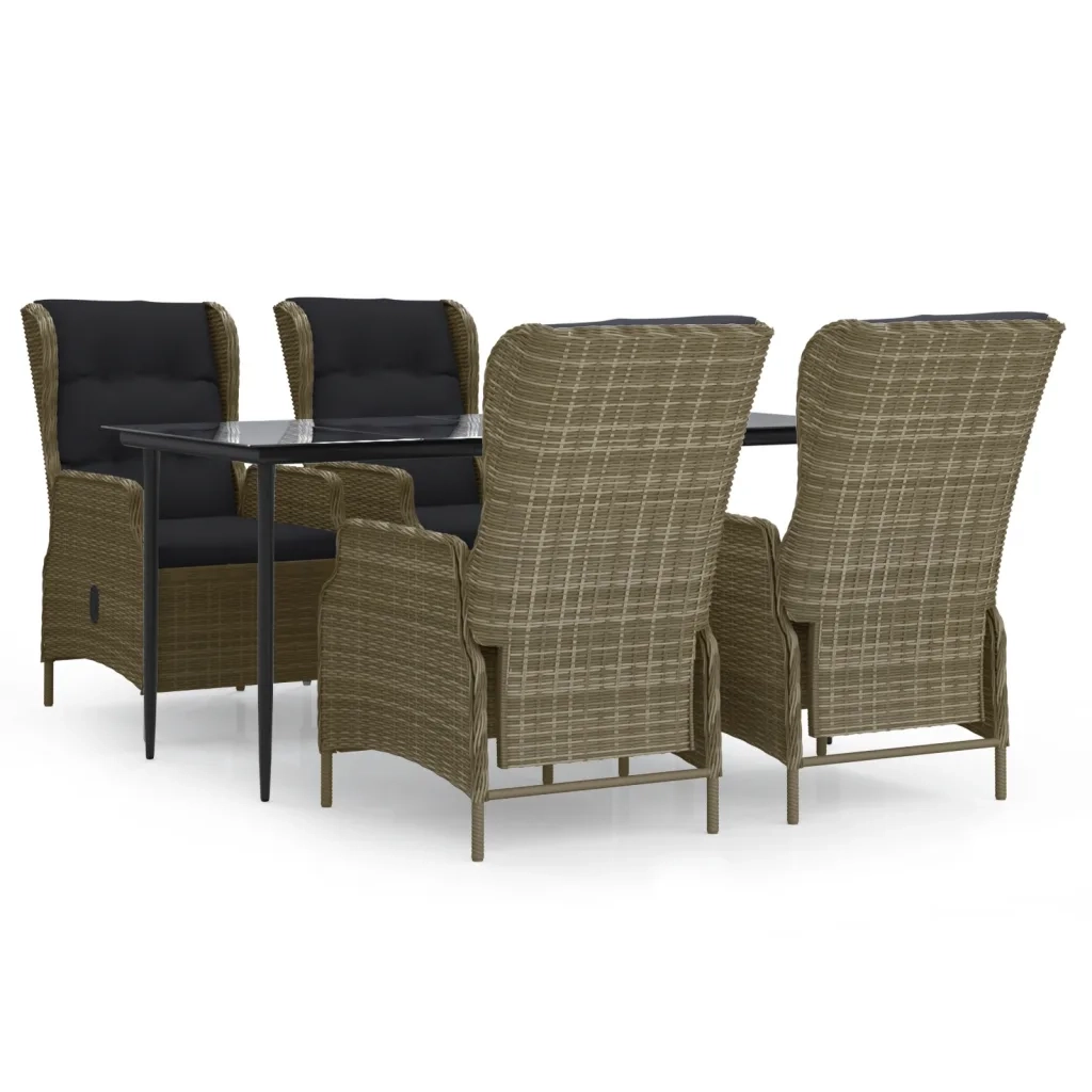 Set da Pranzo da Giardino 5 pz Marrone in Polyrattan cod mxl 43674