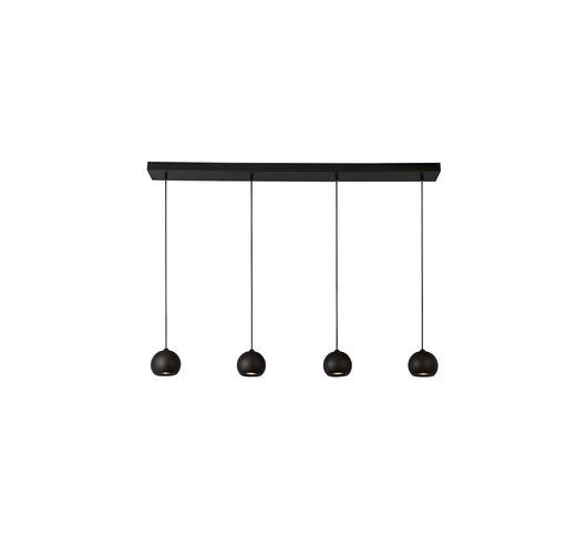 Lampadario Contemporaneo Eindhoven Acciaio Nero 4 Luci Gu10