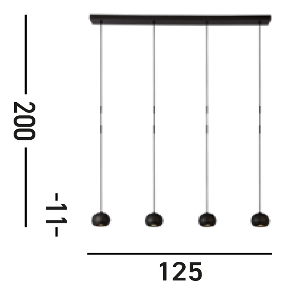 Lampadario Contemporaneo Eindhoven Acciaio Nero 4 Luci Gu10