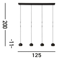 Lampadario Contemporaneo Eindhoven Acciaio Nero 4 Luci Gu10