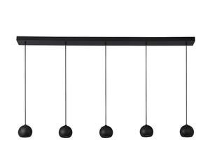 Lampadario Contemporaneo Eindhoven Acciaio Nero 5 Luci Gu10
