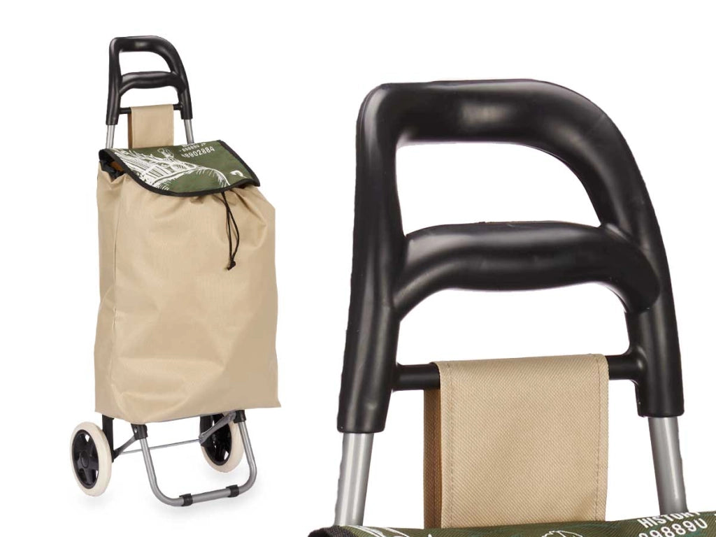 Carrello Porta Spesa Metallo Zincato Maniglia 2 Ruote Capacità borsa 33L