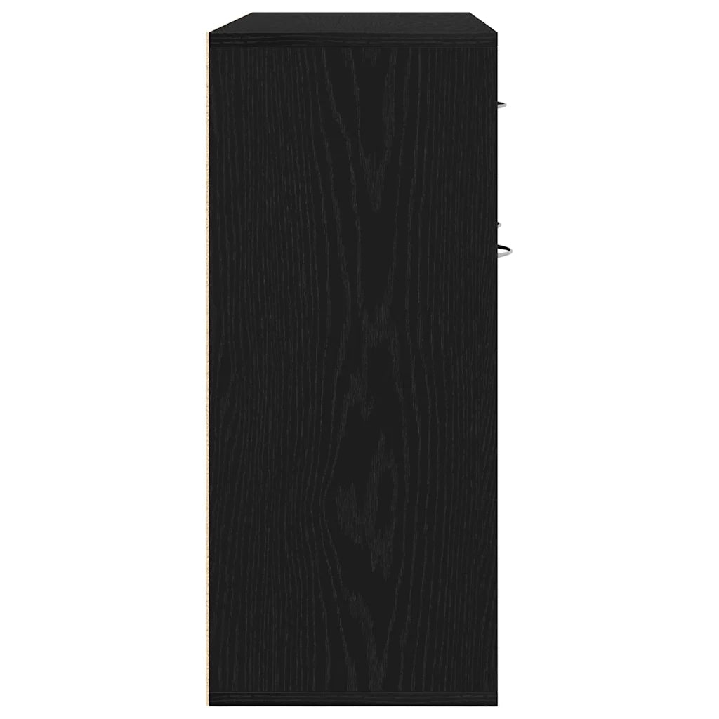 Credenza Rovere Nero 88x30x70 cm in Legno Multistrato 862445