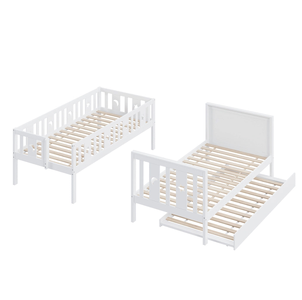 Letto a castello per bambini con letto estraibile 90x200 cm; in legno; bianco