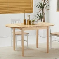Tavolo Allungabile a Ribalta per 4-6 Persone in Legno di Pino, 140x70x75 cm, color Legno