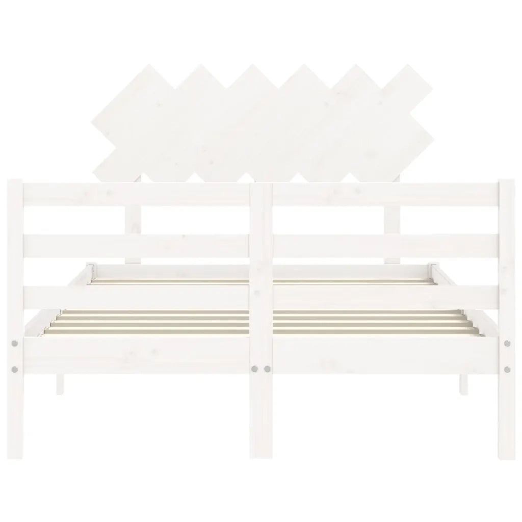 Giroletto con Testiera-Struttura Letto con testiera Bianco Double in Legno Massello 701823