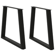 Gambe per tavolo da pranzo a forma di V 2 pz nere 70x(72-73,3) cm in acciaio