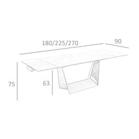 Tavolo da pranzo allungabile rettangolare marmo porcellanato e acciaio nero