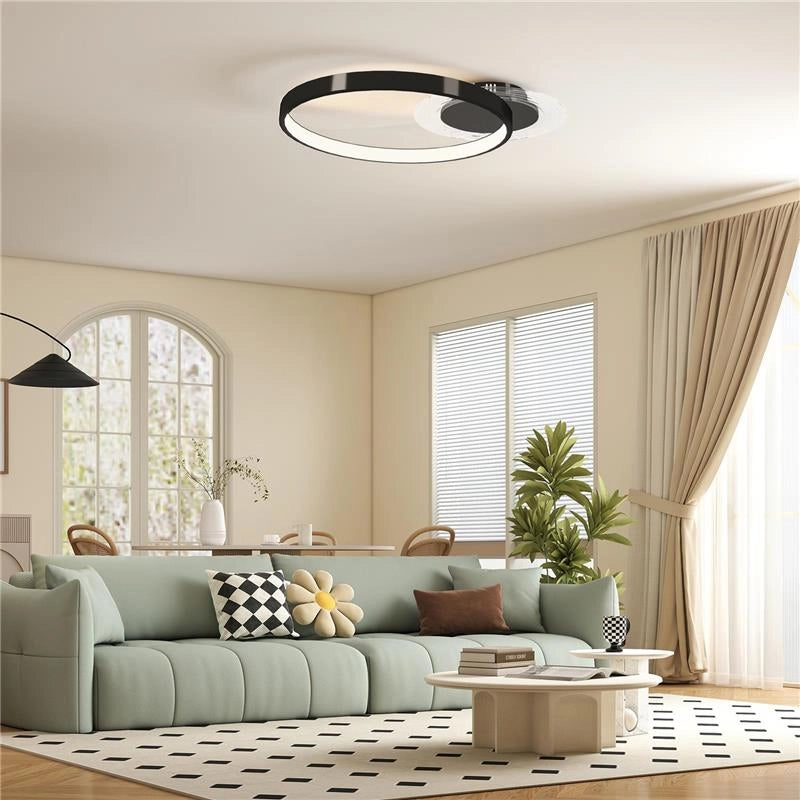 PLAFONIERA LED MODERNA A 2 ANELLI CON TEMPERATURA COLORE REGOLABILE, POTENZA 30W, NERO
