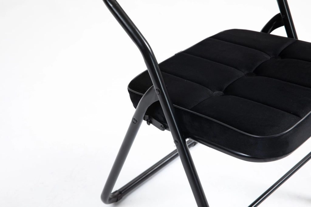 Set di 2 sedie pieghevoli imbottite in velluto nero