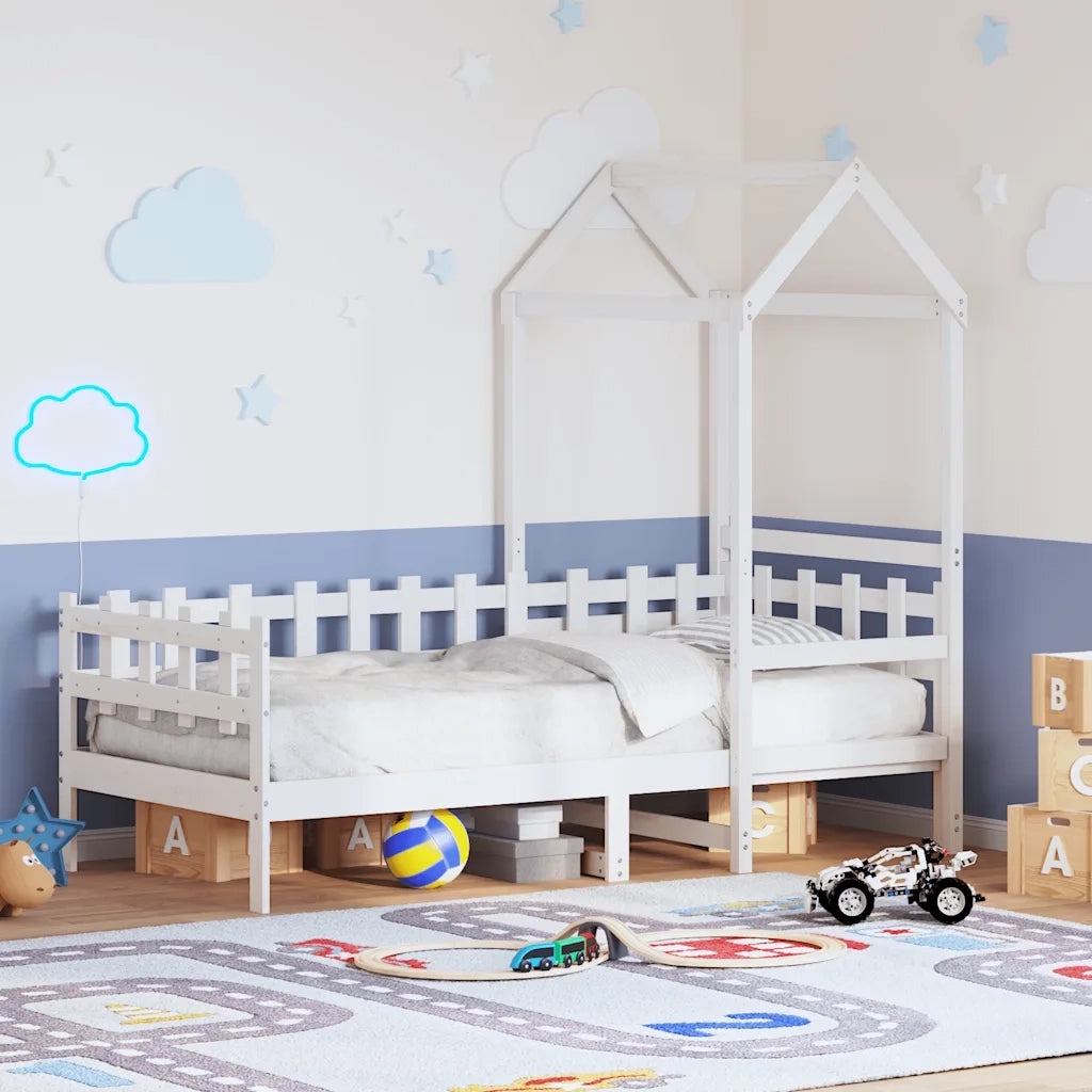 Dormeuse con Tetto 80x200 cm Bianco in Legno Massello di Pino 3282313