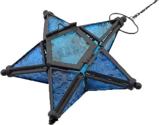 Decorazione da tavolo a forma di stella con vetrina per candele - Semplice sostegno per lampade - Lampada per feste di compleanno e matrimoni - Decorazione per casa e parete in blu
