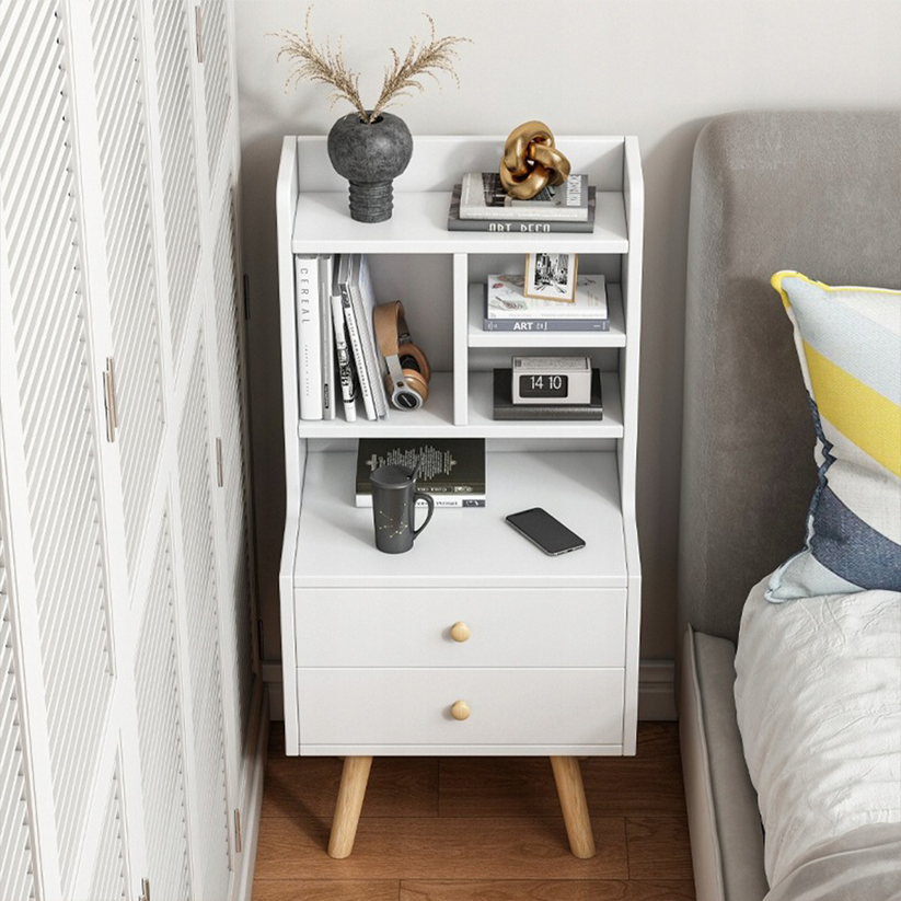 Comodino Alto Bianco 36x46x90 cm Ideale per Camera da Letto