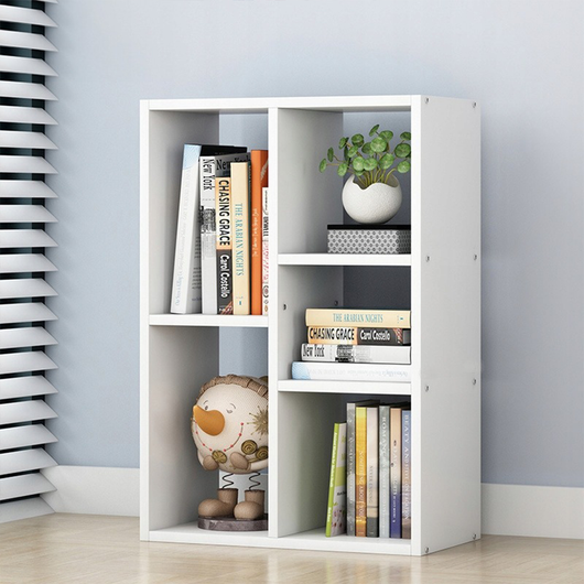 Scaffale Aperto Grande Stile Loft Scandinavo Bianco con 5 Ripiani e Cassettiera