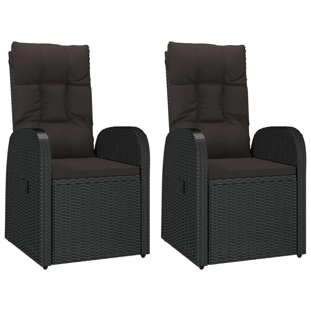Set Mobili da Giardino 3 pz Nero Polyrattan e Acciaio