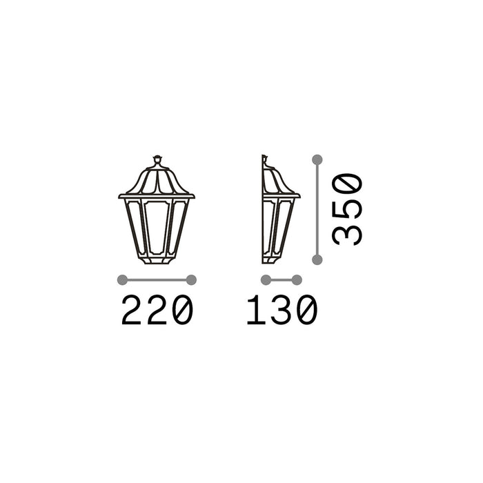 Applique Classica Dafne Materie Plastiche Nero 1 Luce E27 Small