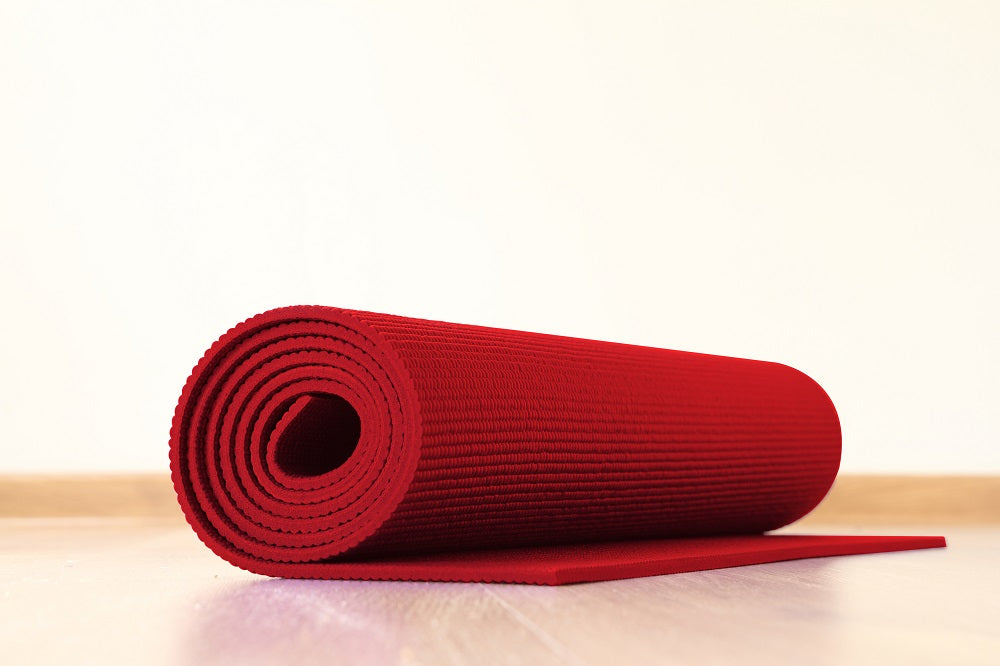 Tappetino Yoga Fitness Ginnastica Tappeto Palestra Antiscivolo Arrotolabile 61 x 173 Cm  - Rosso