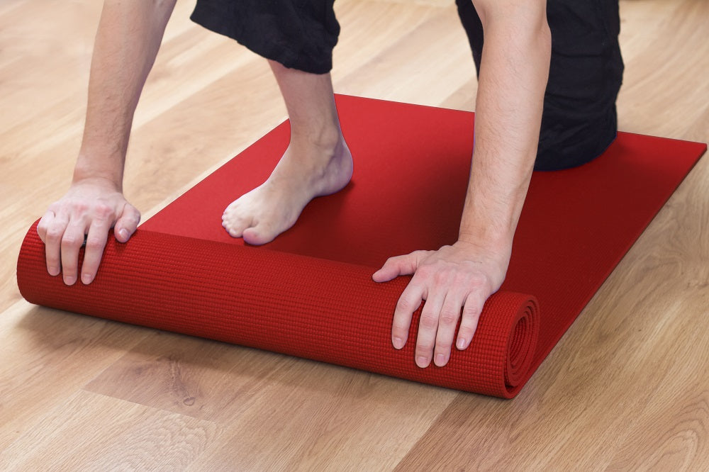 Tappetino Yoga Fitness Ginnastica Tappeto Palestra Antiscivolo Arrotolabile 61 x 173 Cm  - Rosso
