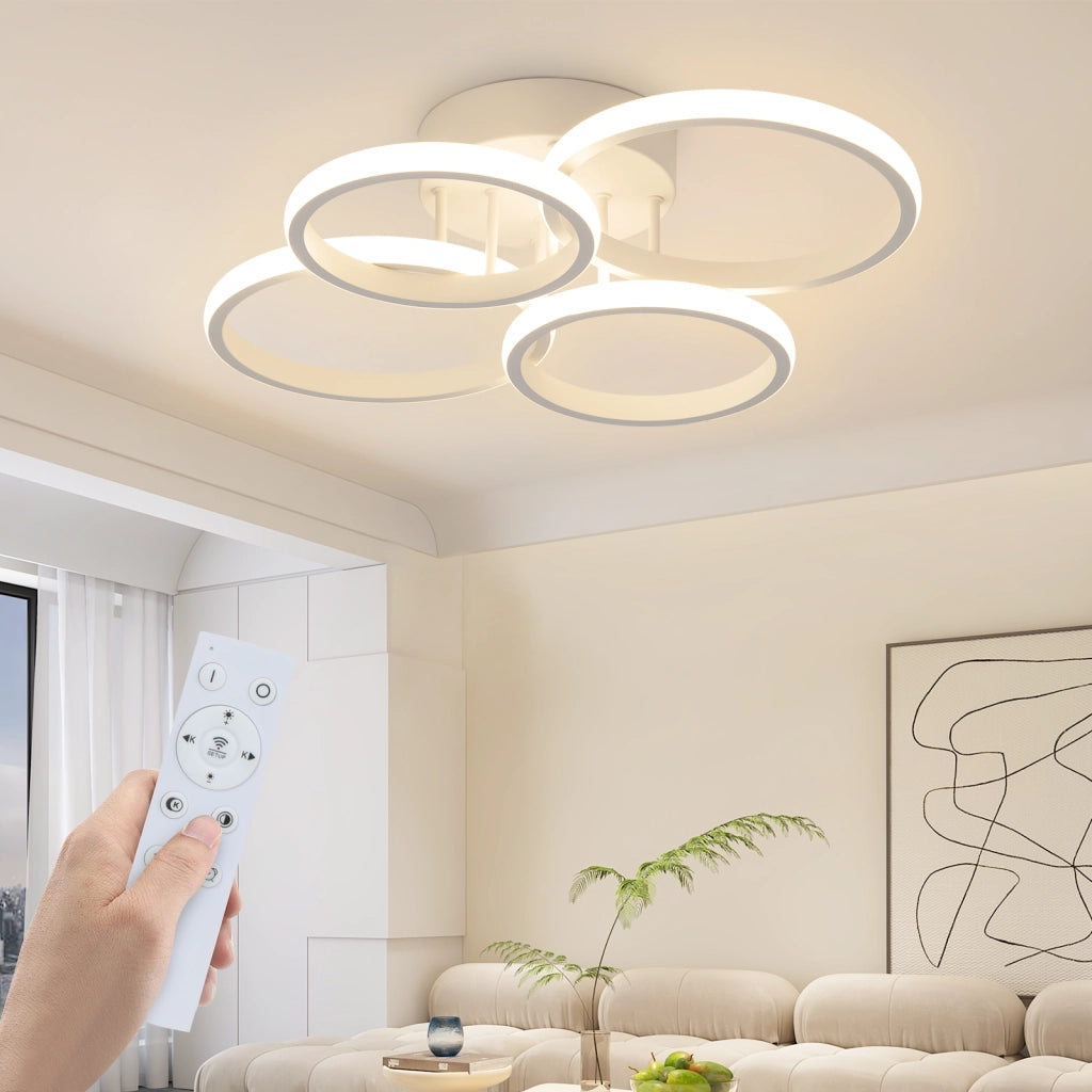 ZMH Lampada da soffitto plafoniera LED moderna bianca 48W 55cm dimmerabile telecomando per soggiorno camera letto