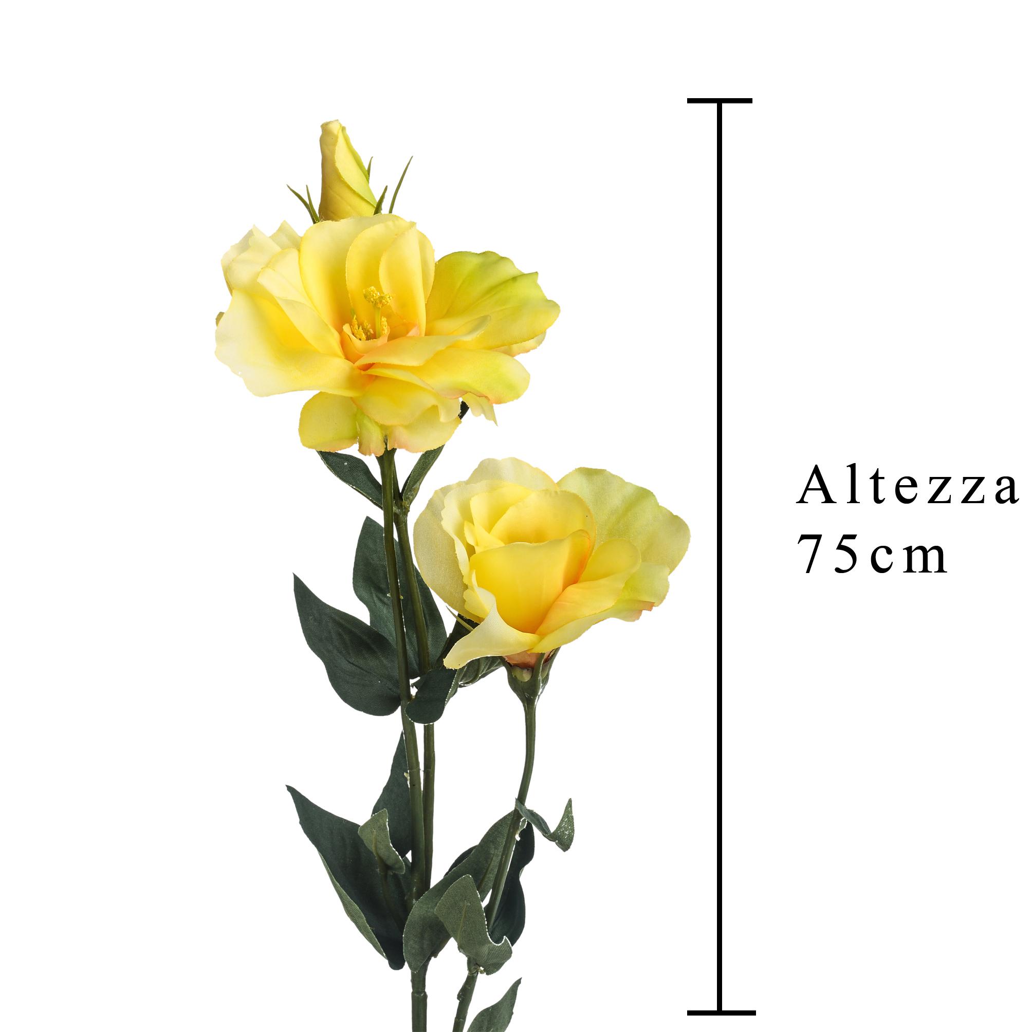 Set 6 Lisianthus Artificiali con Fiori Altezza 75 cm Giallo