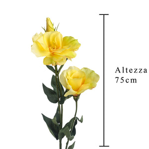 Set 6 Lisianthus Artificiali con Fiori Altezza 75 cm Giallo